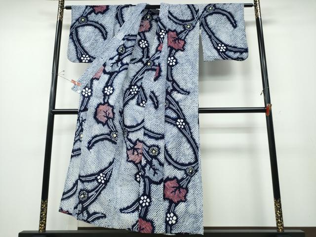 平和屋着物∴夏物 浴衣 有松鳴海絞り 草花文 綿 逸品 CABD2716ng