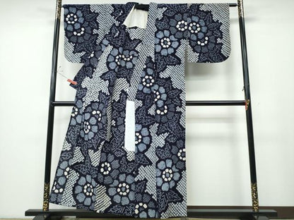 平和屋着物∴夏物 浴衣 有松鳴海絞り 枝花文 綿 逸品 CABD2718ng