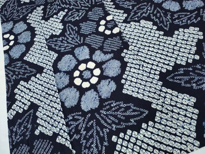 平和屋着物∴夏物 浴衣 有松鳴海絞り 枝花文 綿 逸品 CABD2718ng