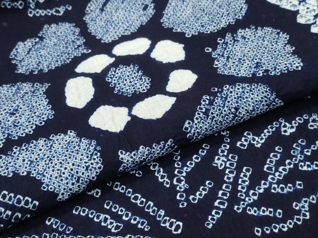 平和屋着物∴夏物 浴衣 有松鳴海絞り 枝花文 綿 逸品 CABD2718ng
