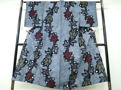 平和屋着物∴夏物 浴衣 有松鳴海絞り 枝花文 綿 逸品 CABD2722ng