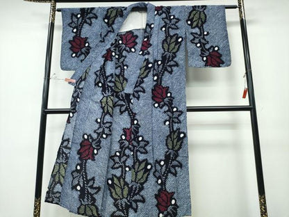 平和屋着物∴夏物 浴衣 有松鳴海絞り 枝花文 綿 逸品 CABD2722ng