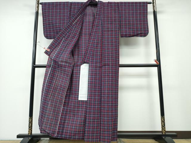 平和屋着物∴夏物 阿波しじら織 浴衣 格子柄 綿 逸品 CABD2725ng