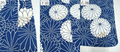 平和屋着物∴夏物 浴衣 藍 注染 手染め 手縫い 菊文 日本製 綿 逸品 CABD2733ng