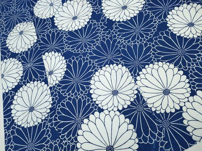 平和屋着物∴夏物 浴衣 藍 注染 手染め 手縫い 菊文 日本製 綿 逸品 CABD2733ng