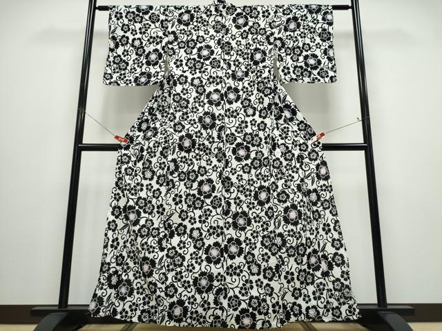 平和屋着物∴夏物 浴衣 綿紅梅 花唐草文 綿 逸品 CABD2734ng