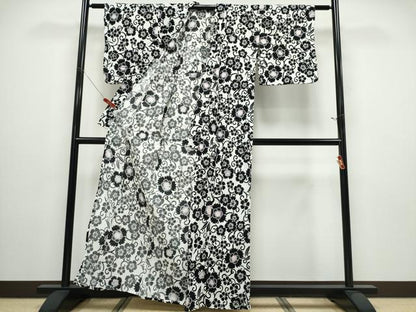 平和屋着物∴夏物 浴衣 綿紅梅 花唐草文 綿 逸品 CABD2734ng
