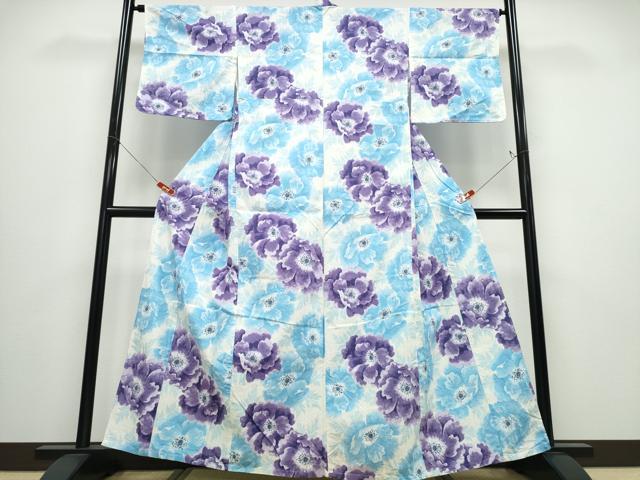 平和屋着物∴夏物 浴衣 牡丹 綿 逸品 CABD2736ng