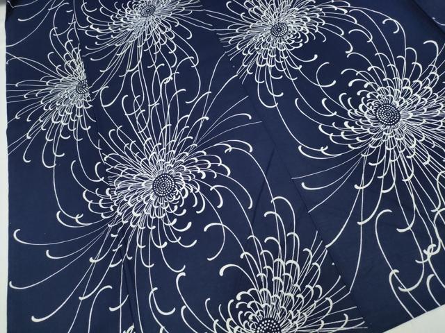 平和屋着物∴夏物 浴衣 藍 注染 手染め 手縫い 乱菊 日本製 綿 逸品 CABD2738ng