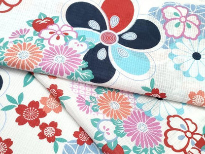 平和屋着物∴夏物 浴衣 綿紅梅 舞花尽くし 綿 逸品 CABD2739ng