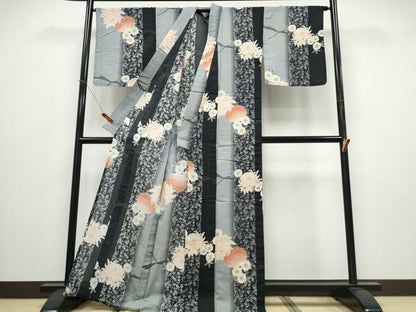 平和屋着物∴夏物 浴衣 蜻蛉 トンボ 舞菊間道 綿麻 逸品 CABD2740ng