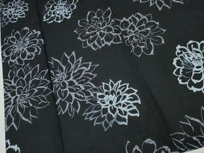 平和屋着物∴夏物 浴衣 舞花文 黒地 綿 逸品 CABD2741ng