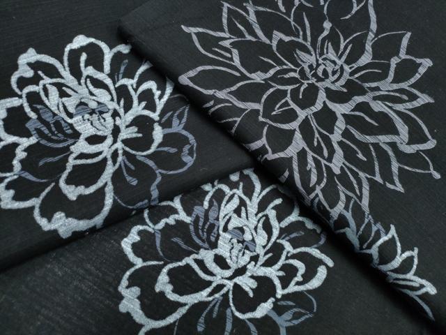 平和屋着物∴夏物 浴衣 舞花文 黒地 綿 逸品 CABD2741ng