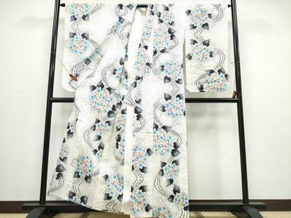 平和屋着物∴夏物 浴衣 紫陽花 流水文 綿 逸品 CABD2745ng