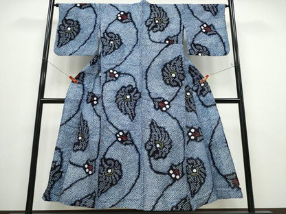 平和屋着物∴夏物 浴衣 有松鳴海絞り 花唐草文 綿 逸品 CABD2747ng