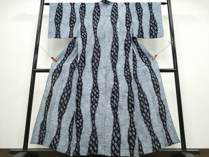 平和屋着物∴夏物 浴衣 有松鳴海絞り よろけ縞吉祥文 綿 逸品 CABD2748ng