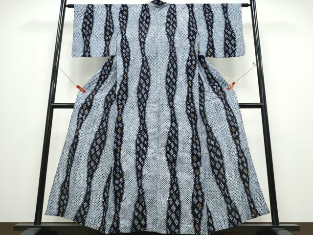平和屋着物∴夏物 浴衣 有松鳴海絞り よろけ縞吉祥文 綿 逸品 CABD2748ng