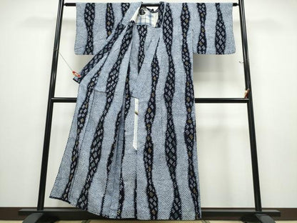 平和屋着物∴夏物 浴衣 有松鳴海絞り よろけ縞吉祥文 綿 逸品 CABD2748ng