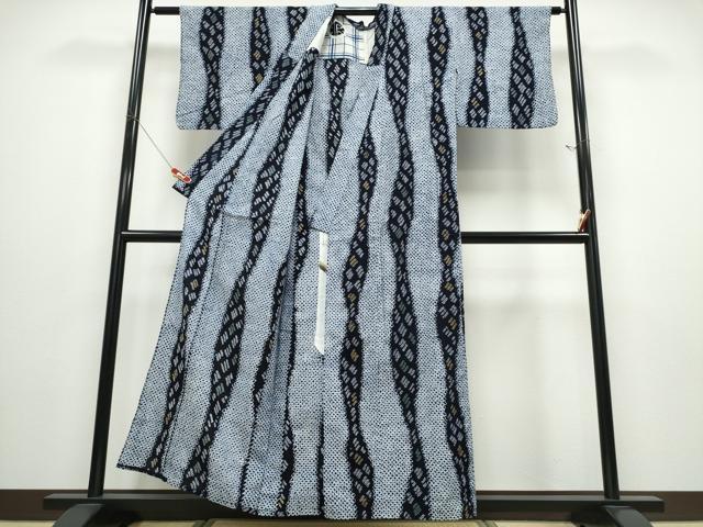 平和屋着物∴夏物 浴衣 有松鳴海絞り よろけ縞吉祥文 綿 逸品 CABD2748ng