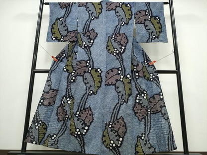 平和屋着物∴夏物 浴衣 有松鳴海絞り モンステラ 綿 逸品 CABD2749ng