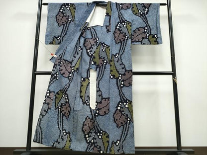 平和屋着物∴夏物 浴衣 有松鳴海絞り モンステラ 綿 逸品 CABD2749ng