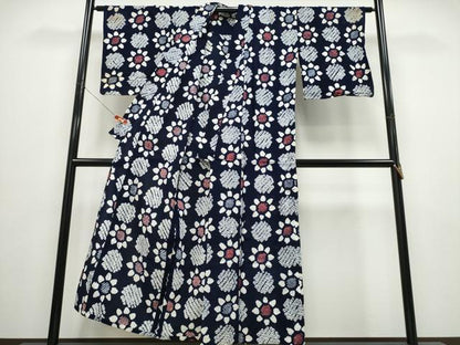 平和屋着物∴夏物 浴衣 有松鳴海絞り 天井花文 綿 逸品 CABD2751ng