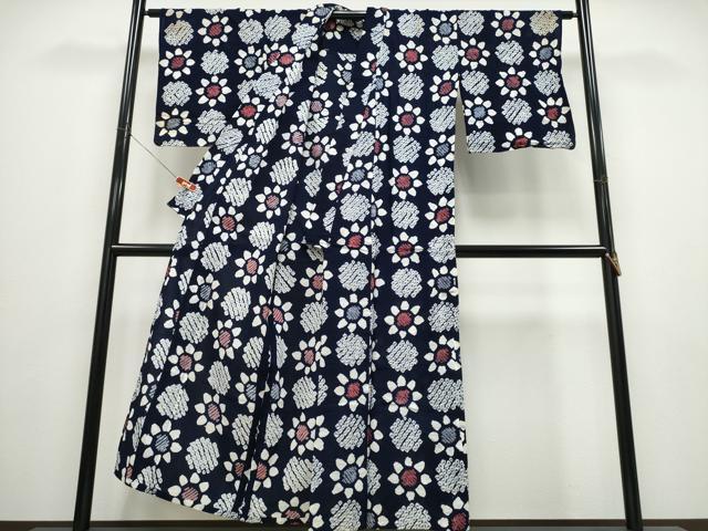 平和屋着物∴夏物 浴衣 有松鳴海絞り 天井花文 綿 逸品 CABD2751ng