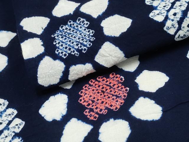 平和屋着物∴夏物 浴衣 有松鳴海絞り 天井花文 綿 逸品 CABD2751ng