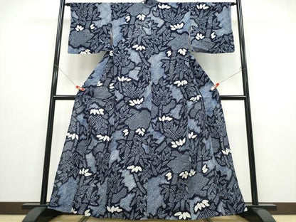 平和屋着物∴夏物　浴衣　有松鳴海絞り　笹竹文　綿　逸品　CABD2752ng
