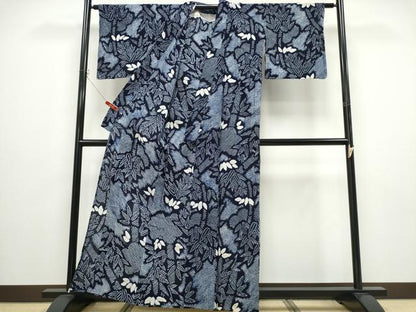 平和屋着物∴夏物　浴衣　有松鳴海絞り　笹竹文　綿　逸品　CABD2752ng