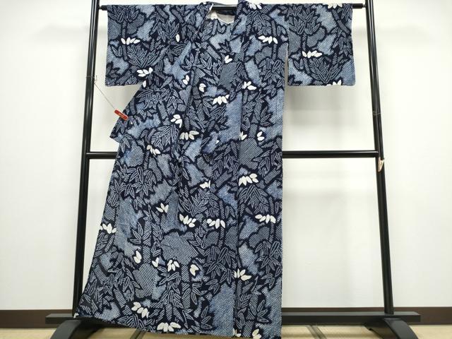 平和屋着物∴夏物　浴衣　有松鳴海絞り　笹竹文　綿　逸品　CABD2752ng