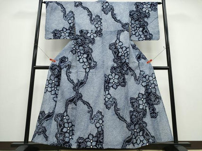 平和屋着物∴夏物 浴衣 有松鳴海絞り 枝花文 綿 逸品 CABD2753ng