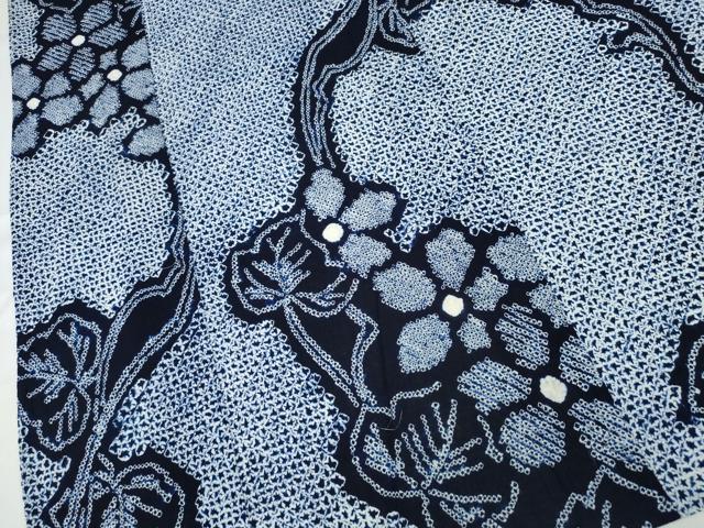 平和屋着物∴夏物 浴衣 有松鳴海絞り 枝花文 綿 逸品 CABD2753ng