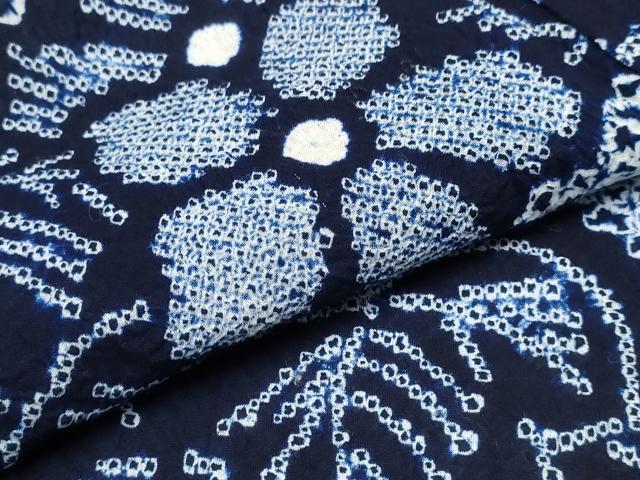 平和屋着物∴夏物 浴衣 有松鳴海絞り 枝花文 綿 逸品 CABD2753ng