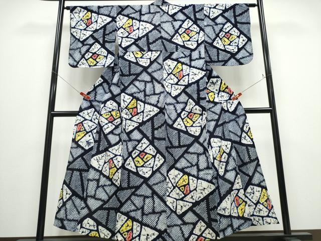 平和屋着物∴夏物 浴衣 有松鳴海絞り 切嵌吉祥文 綿 逸品 CABD2755ng