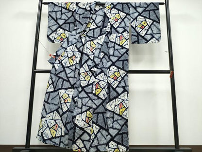 平和屋着物∴夏物 浴衣 有松鳴海絞り 切嵌吉祥文 綿 逸品 CABD2755ng