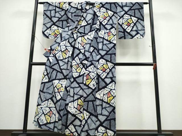 平和屋着物∴夏物 浴衣 有松鳴海絞り 切嵌吉祥文 綿 逸品 CABD2755ng