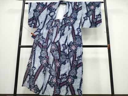 平和屋着物∴夏物 浴衣 有松鳴海絞り 枝菊吉祥文 綿 逸品 CABD2758ng