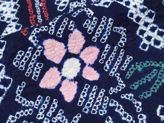 平和屋着物∴夏物 浴衣 有松鳴海絞り 枝菊吉祥文 綿 逸品 CABD2758ng