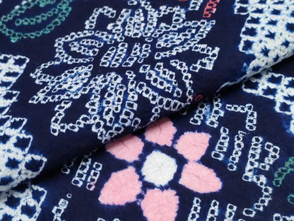 平和屋着物∴夏物 浴衣 有松鳴海絞り 枝菊吉祥文 綿 逸品 CABD2758ng