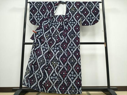 平和屋着物∴夏物 浴衣 有松鳴海絞り 花菱文 綿 逸品 CABD2761ng