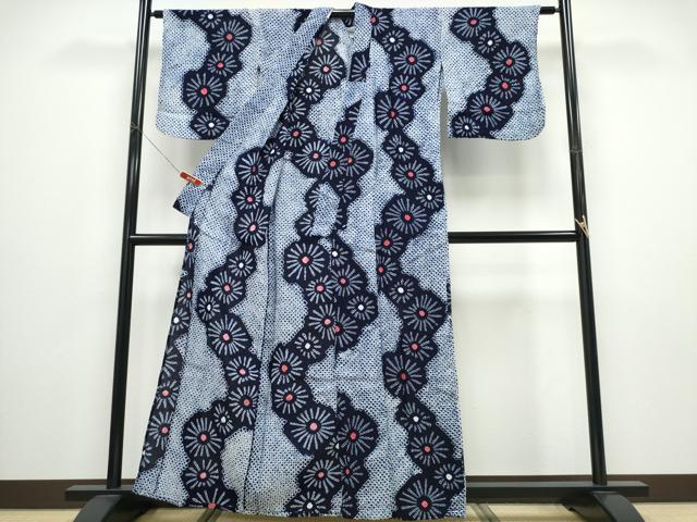 平和屋着物∴夏物　浴衣　有松鳴海絞り　松葉　綿　逸品　CABD2762ng