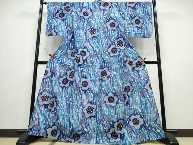 平和屋着物∴夏物 浴衣 有松鳴海絞り 雪持花文 綿 逸品 未使用 CABD2764ng