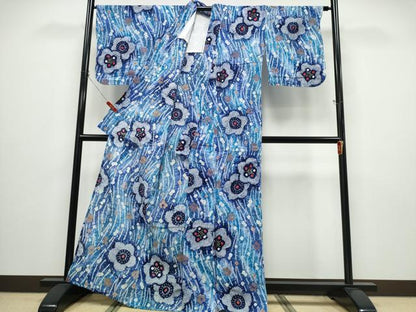 平和屋着物∴夏物 浴衣 有松鳴海絞り 雪持花文 綿 逸品 未使用 CABD2764ng