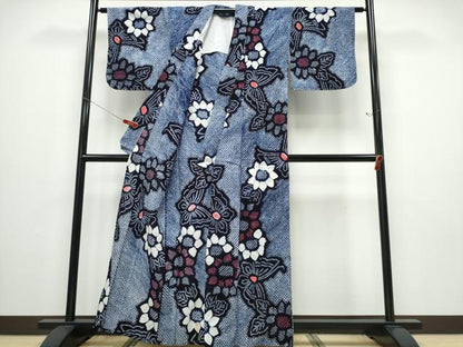 平和屋着物∴夏物 浴衣 有松鳴海絞り 舞蝶花文 綿 逸品 未使用 CABD2765ng