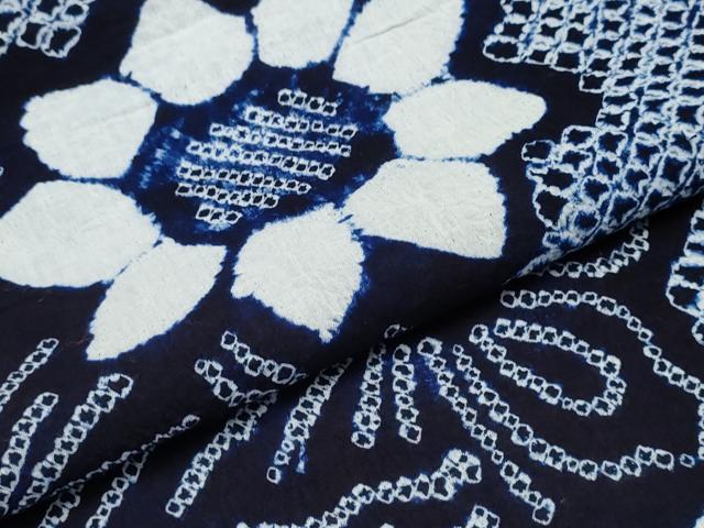 平和屋着物∴夏物 浴衣 有松鳴海絞り 舞蝶花文 綿 逸品 未使用 CABD2765ng