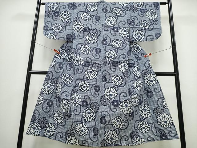 平和屋着物∴夏物 浴衣 菊唐草文 綿 リップル生地 逸品 CABD2769ng