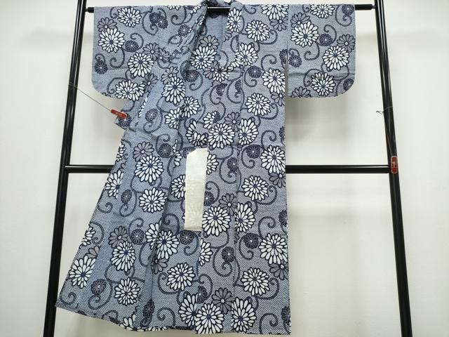 平和屋着物∴夏物 浴衣 菊唐草文 綿 リップル生地 逸品 CABD2769ng