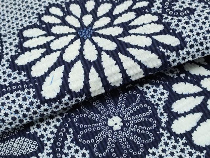 平和屋着物∴夏物 浴衣 菊唐草文 綿 リップル生地 逸品 CABD2769ng
