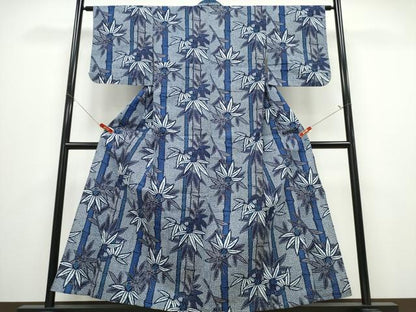 平和屋着物∴夏物 浴衣 笹竹文 リップル生地 綿 逸品 CABD2770ng